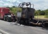 Caminhão pega fogo na rodovia ES-297 em Apiacá